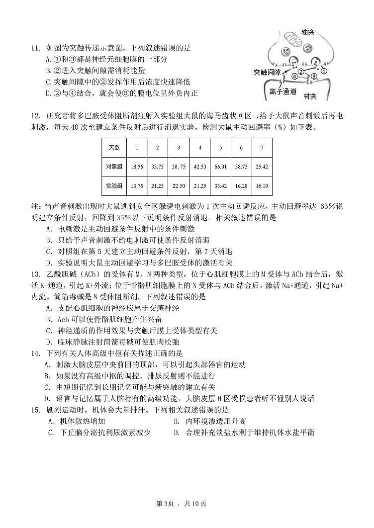 2024-2025学年第一学期10月学习质量监测试卷 - 学生版第3页