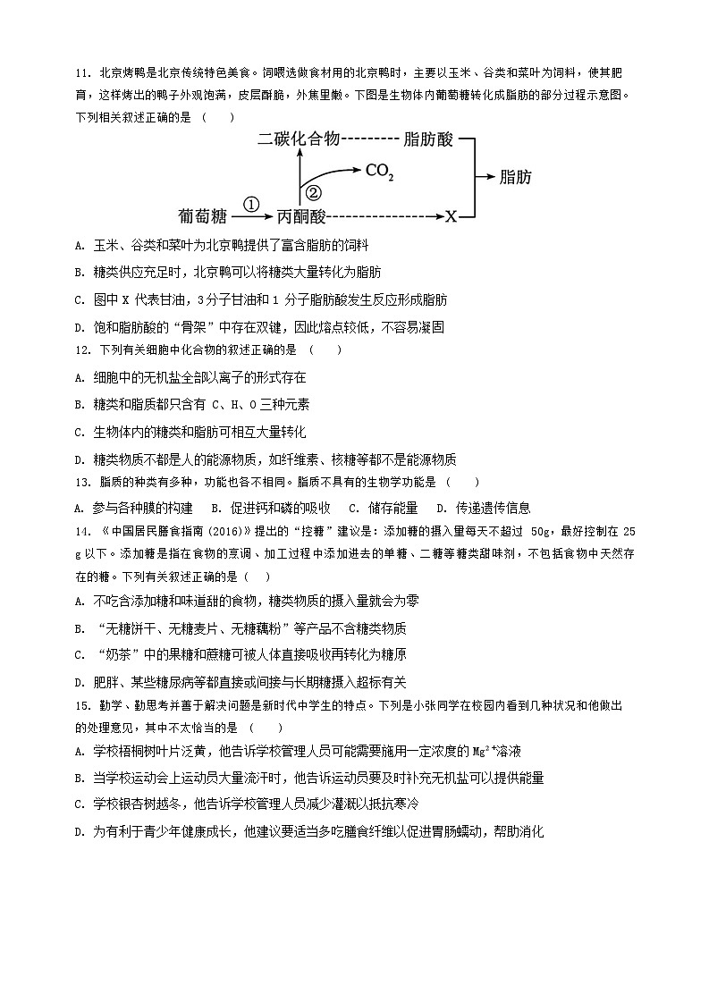 黑龙江省哈尔滨市第三中学2024-2025学年高一上学期10月月考生物试卷第3页