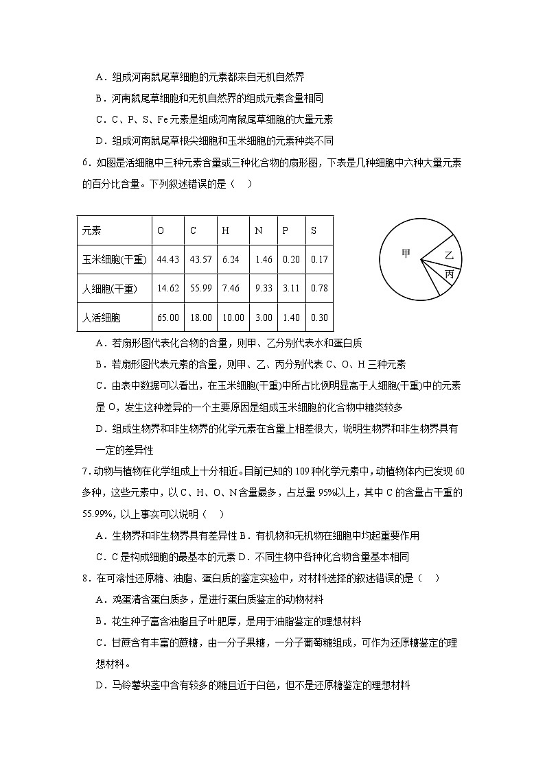 南昌十九中2024-2025学年上学期高一10月月考生物试卷第2页
