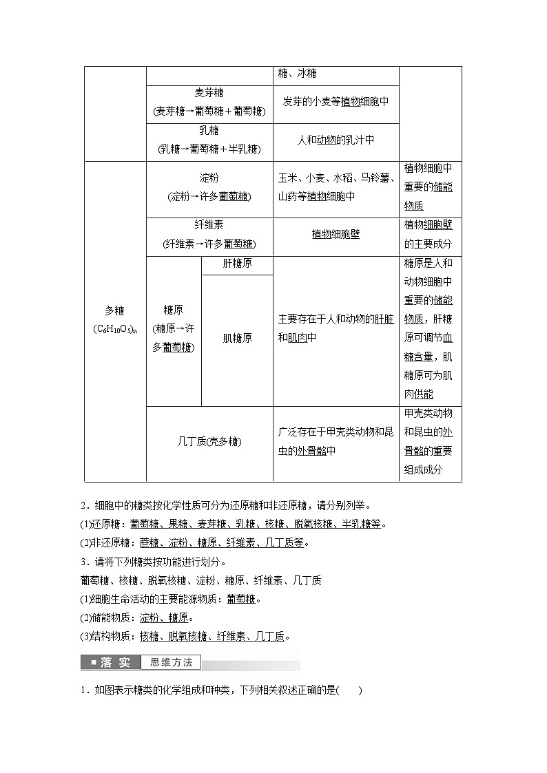 第2章 第3节 细胞中的糖类和脂质(教师版)第3页