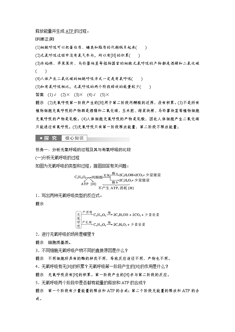 第5章 第3节 第2课时 无氧呼吸和细胞呼吸原理的应用(教师版)第2页