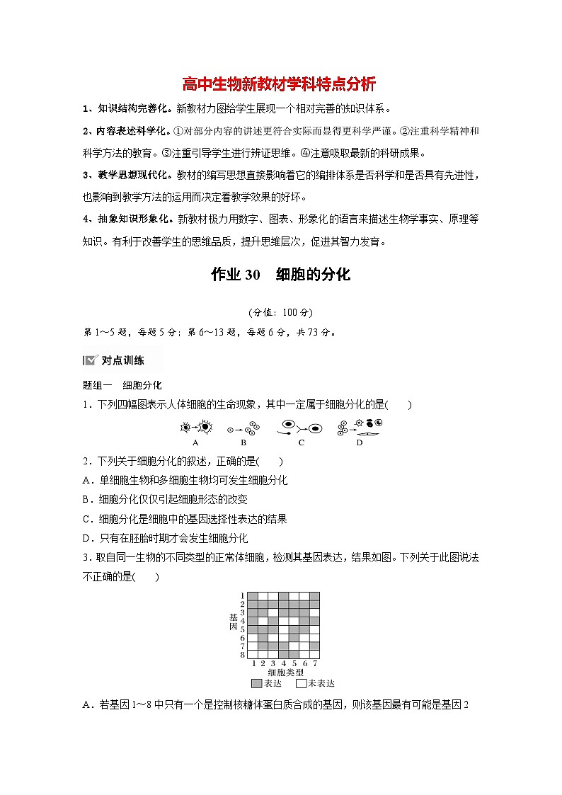 第6章 作业30 细胞的分化(练习)第1页