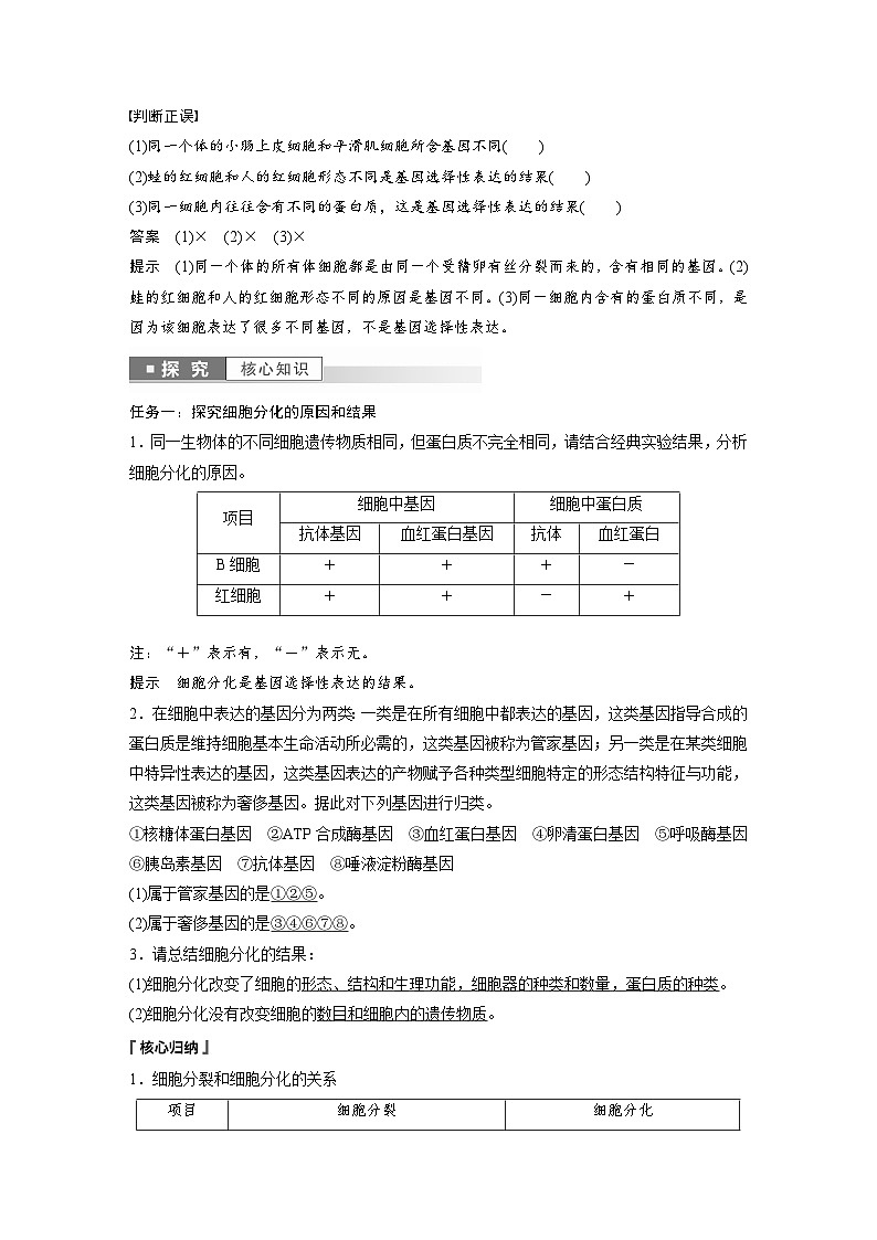 第6章 第2节 细胞的分化(教师版)第2页