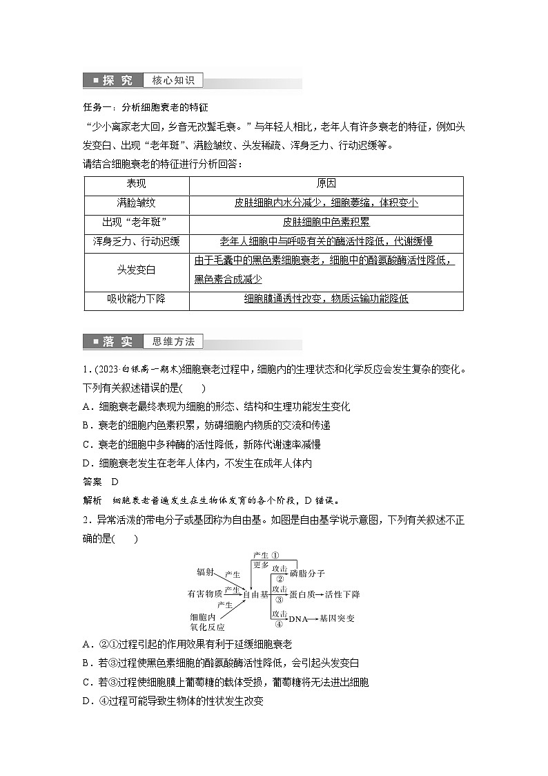 第6章 第3节 细胞的衰老和死亡(教师版)第3页