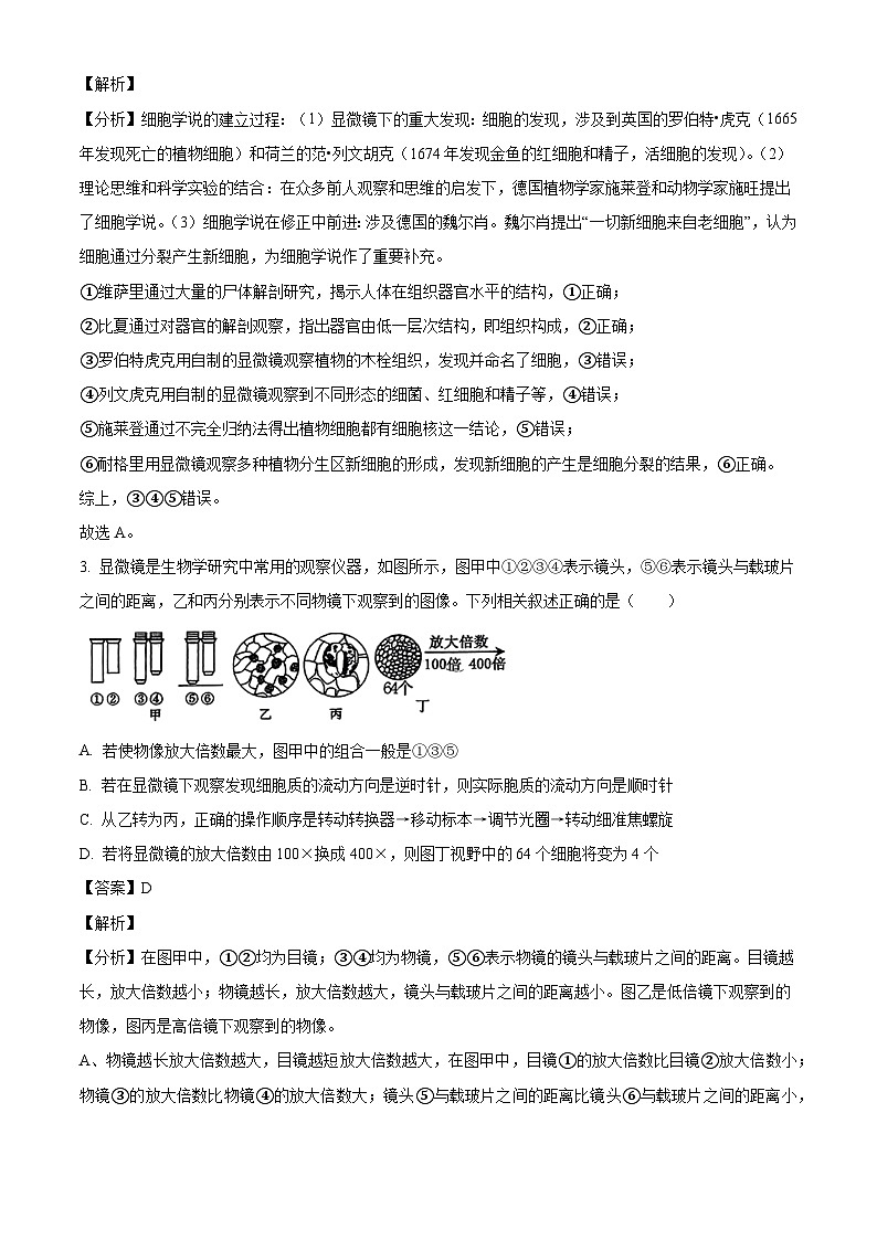 河北省保定市唐县河北省唐县第一中学2024-2025学年高一上学期10月月考生物试题(解析版)02
