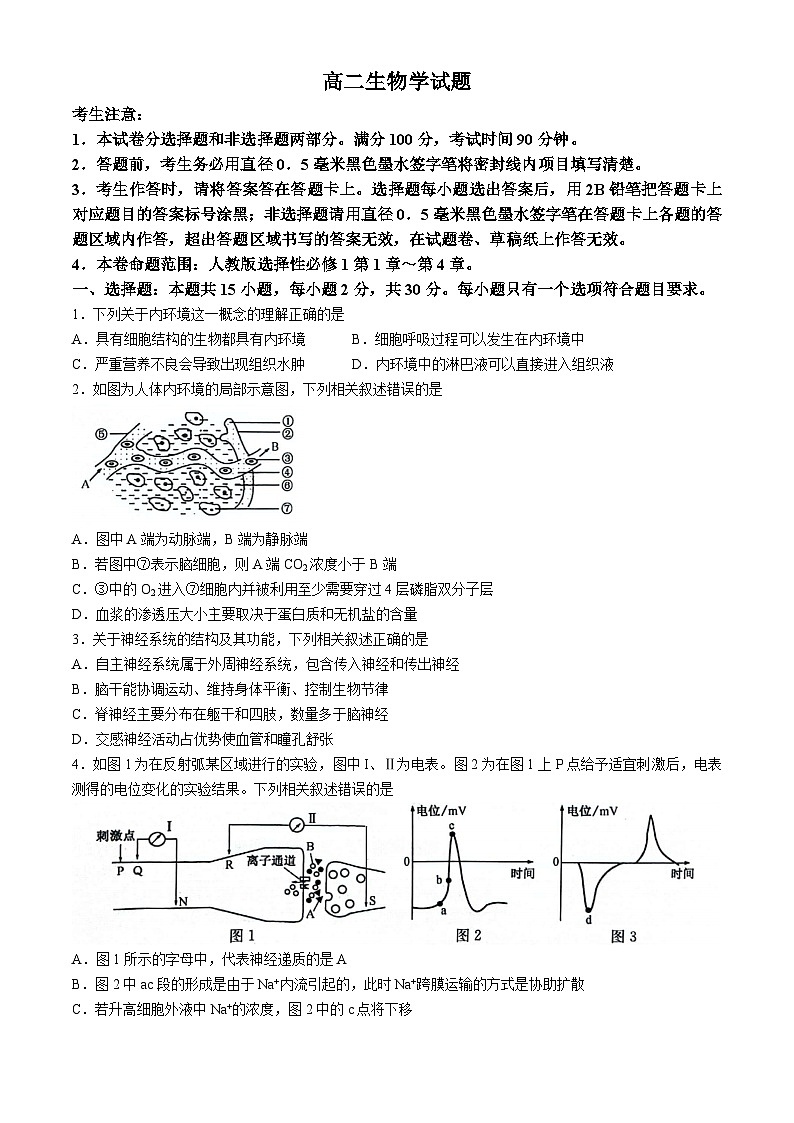 山东省菏泽市鄄城县第一中学2024-2025学年高二上学期10月月考生物试题第1页