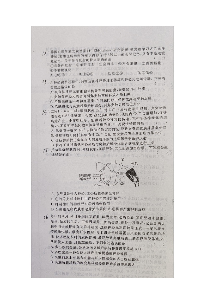 辽宁省铁岭市西丰县第二高级中学2024-2025学年高二上学期开学考试生物试题第3页