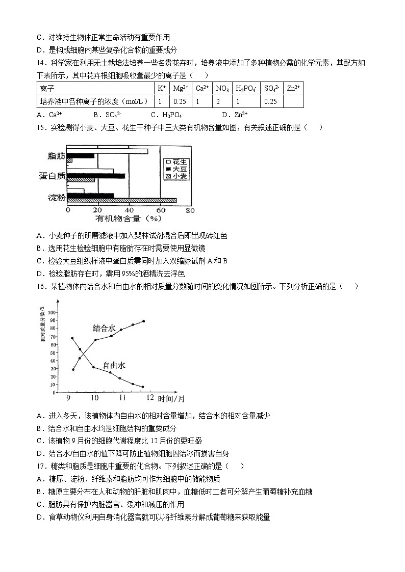 四川省成都市第七中学2024-2025年高一上学期10月月考生物题第3页