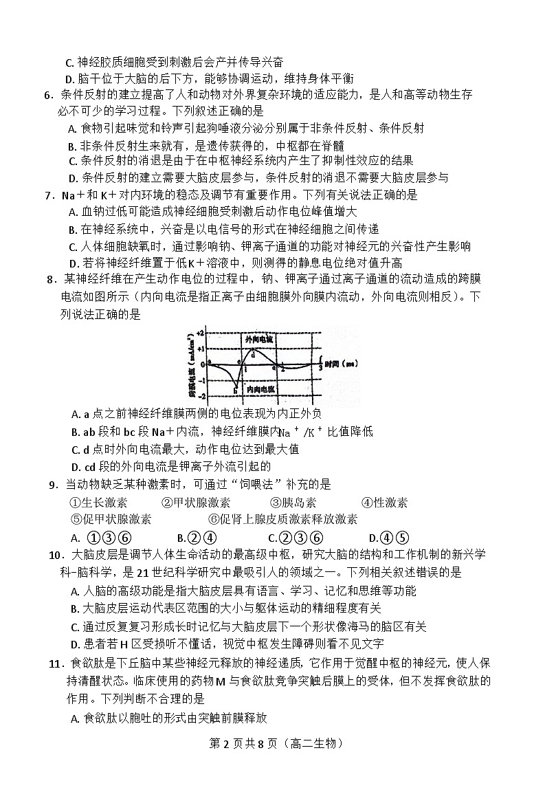 江苏省无锡市滨湖区无锡市第一中学2024-2025学年高二上学期10月阶段性质量检测生物试题02