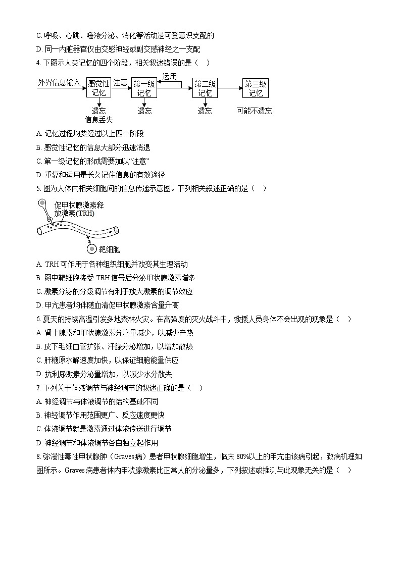2023北京一六一中高二上学期期中生物试卷(教师版)第2页