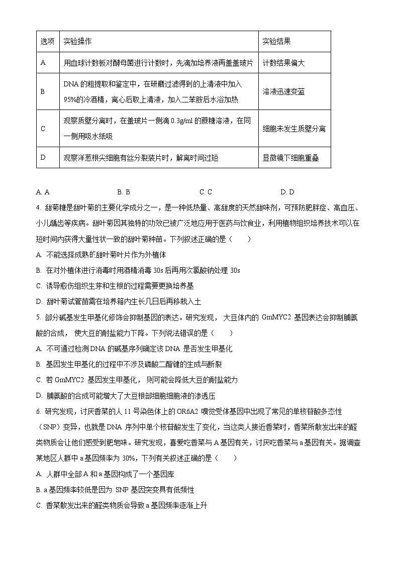 广东省六校2024-2025学年高三上学期10月联考生物试题(Word版附答案)第2页