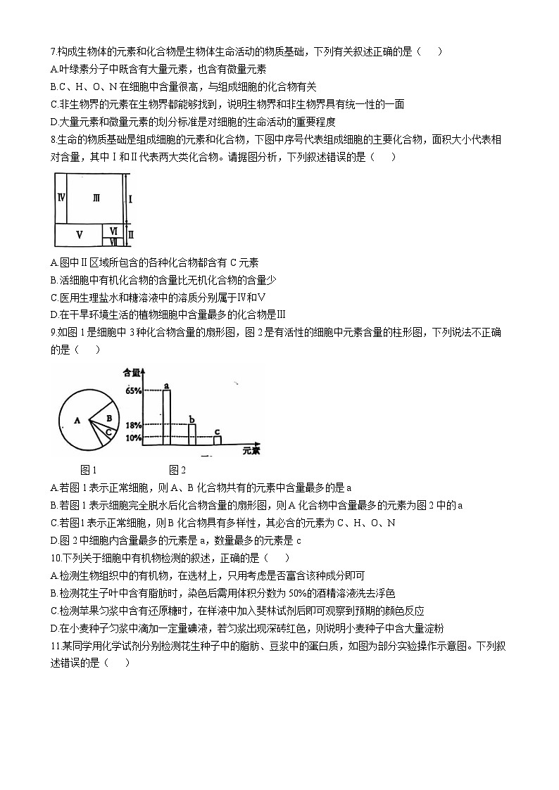 河北省沧州市泊头市第一中学2024-2025学年高一上学期10月第一次月考生物试题(无答案)第2页