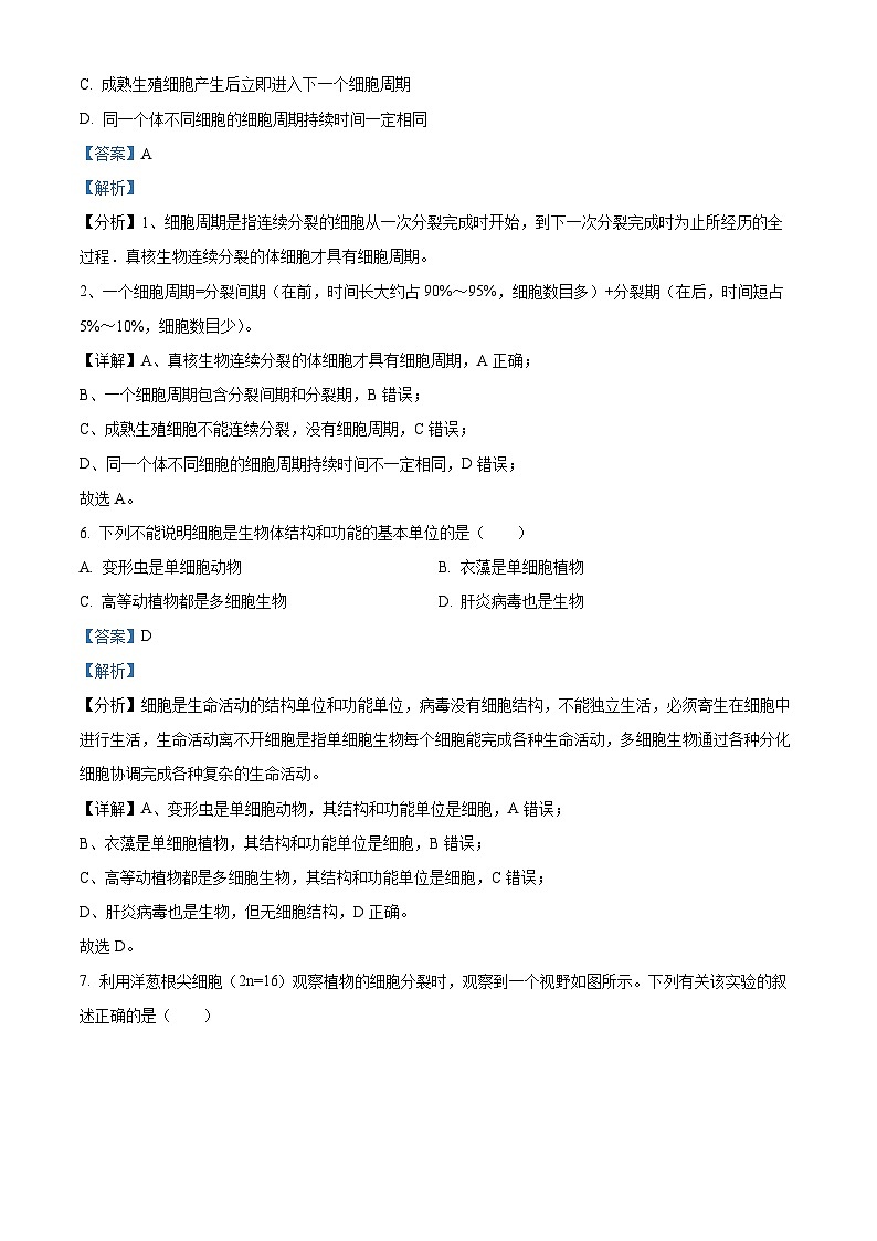 重慶市重慶市重慶烏江新高考協(xié)作體2024-2025學年高三上學期10月月考生物試題 Word版含解析第3頁