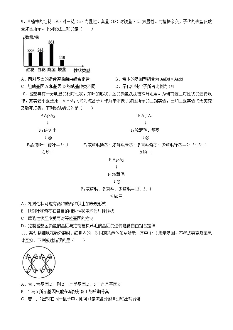 河北省邢台市邢襄联盟2024-2025学年高三上学期10月联考生物试题(无答案)03