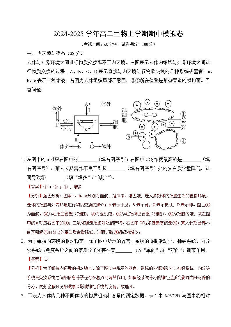 高二生物期中模拟卷(全解全析)(上海专用)第1页