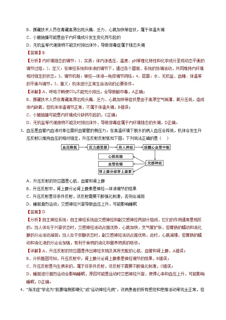 2024-2025学年高二上学期期中模拟考试生物(不定向版,人教版2019选必1全册)02试卷(Word版附解析)02