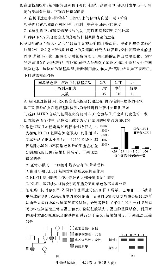 湖南省长沙市第一中学2024-2025学年高三上学期月考卷(二)生物学03