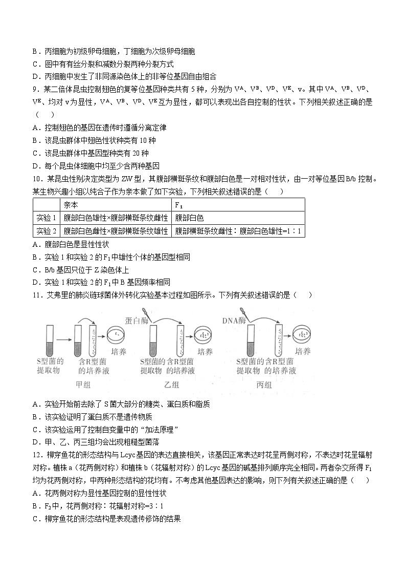 山西省长治市2024-2025学年高三上学期10月月考生物试题(无答案)第3页