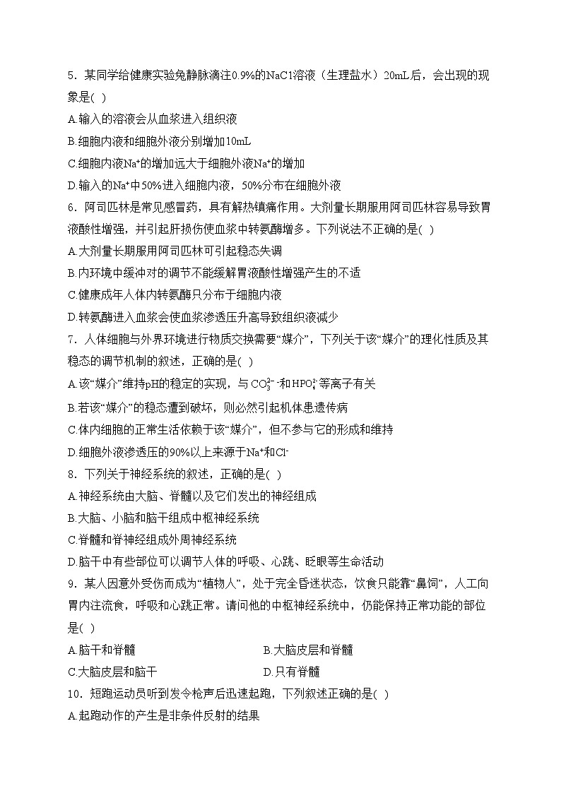 四川省新津中学2024-2025学年高二上学期10月月考生物试卷(含答案)第2页