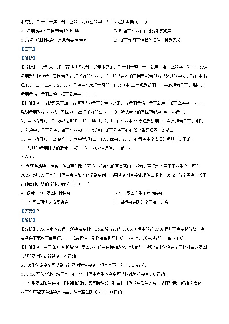 北京市第四十三中学2024-2025学年高三上学期10月月考生物试卷(Word版附解析)03