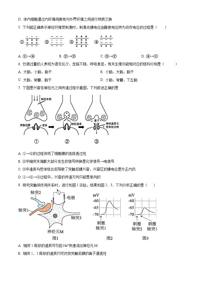 北京市广渠门中学2024-2025学年高二上学期9月月考生物试卷(Word版附解析)02