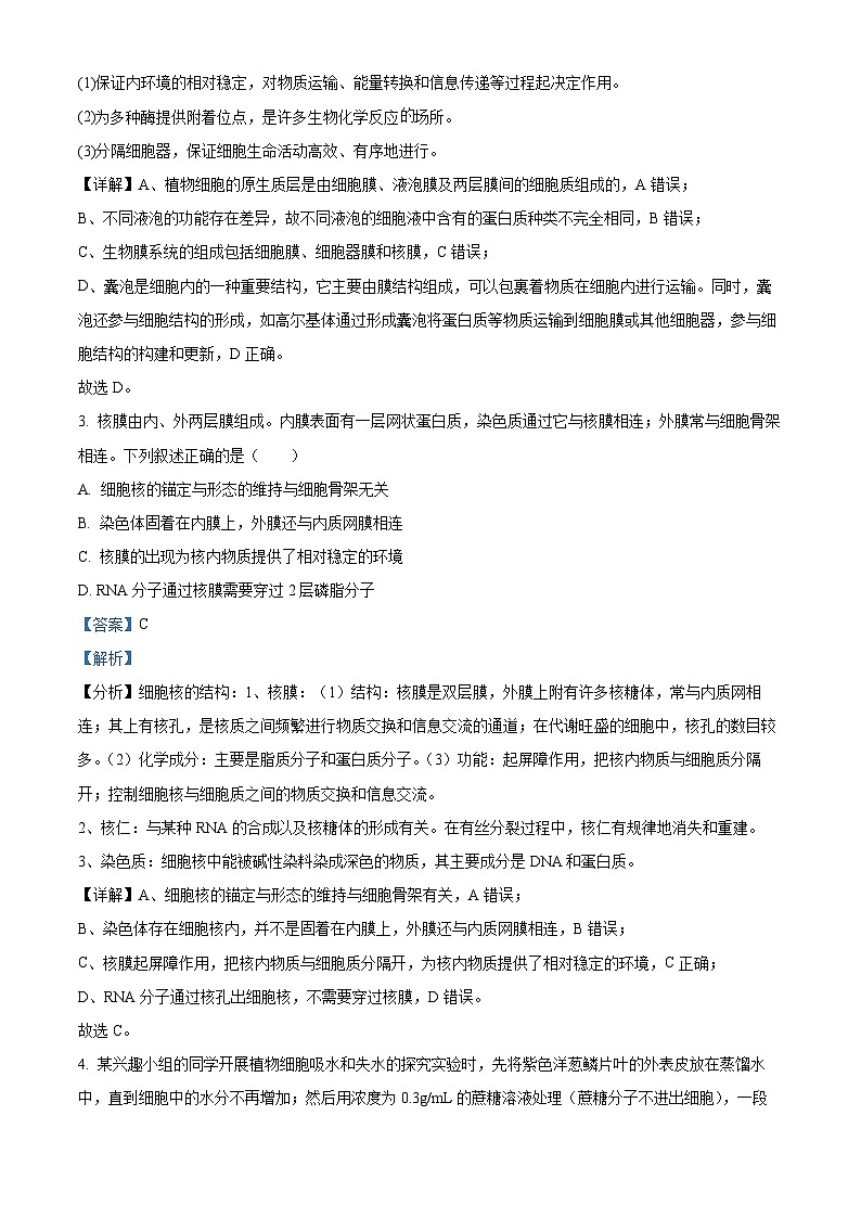 四川省遂宁市遂宁中学2024-2025学年高三上学期一诊模拟考试生物试卷 Word版含解析第2页