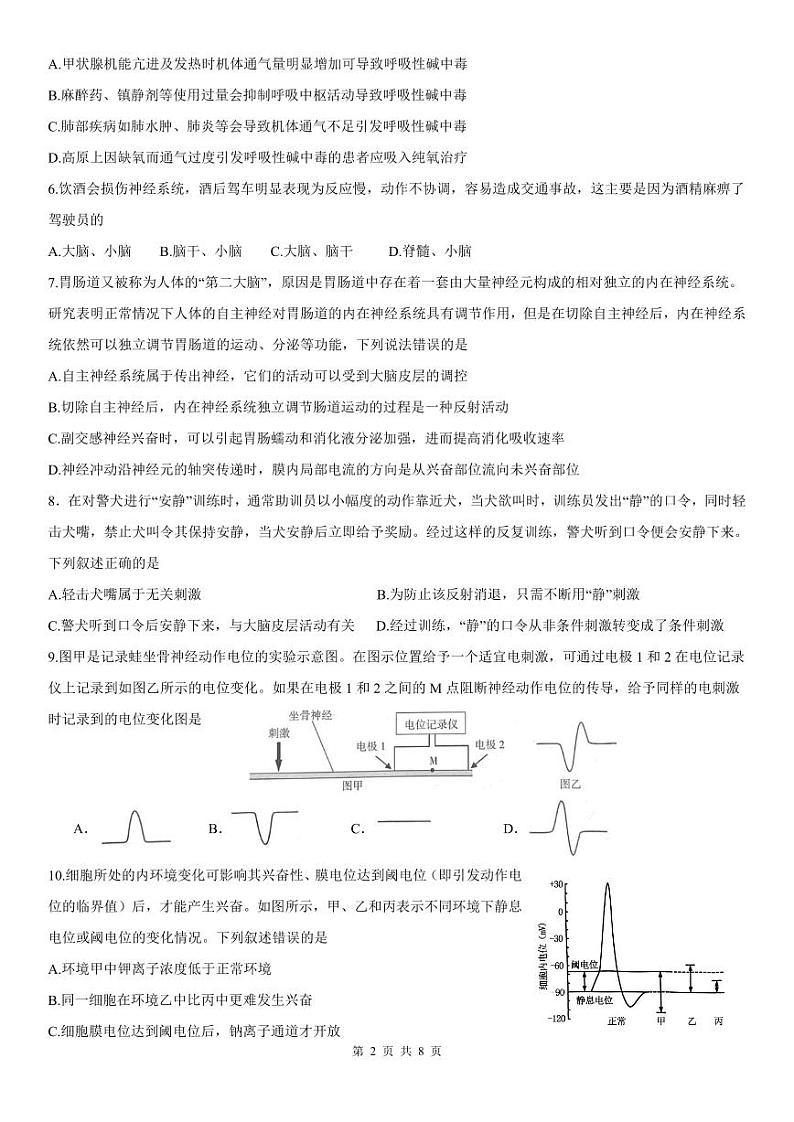 四川省内江市第六中学2024-2025学年上期高二第一次月考生物试题(含答案)第2页