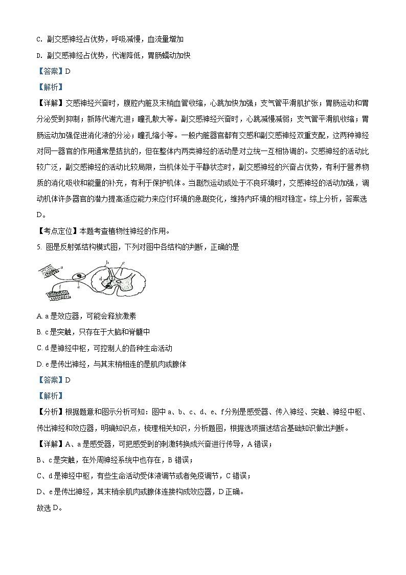 精品解析：遼寧省撫順市六中2020-2021學(xué)年高二上學(xué)期期末生物試題（解析版）第3頁