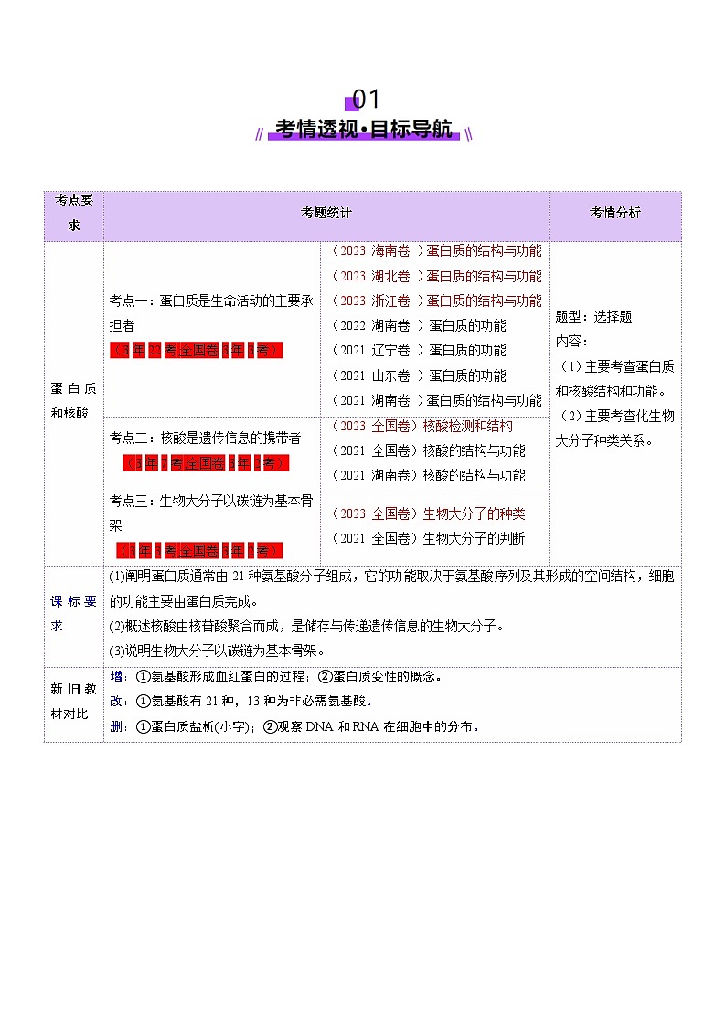 新高考生物一輪復(fù)習(xí)講練測第04講 蛋白質(zhì)和核酸（講義）（解析版）第2頁