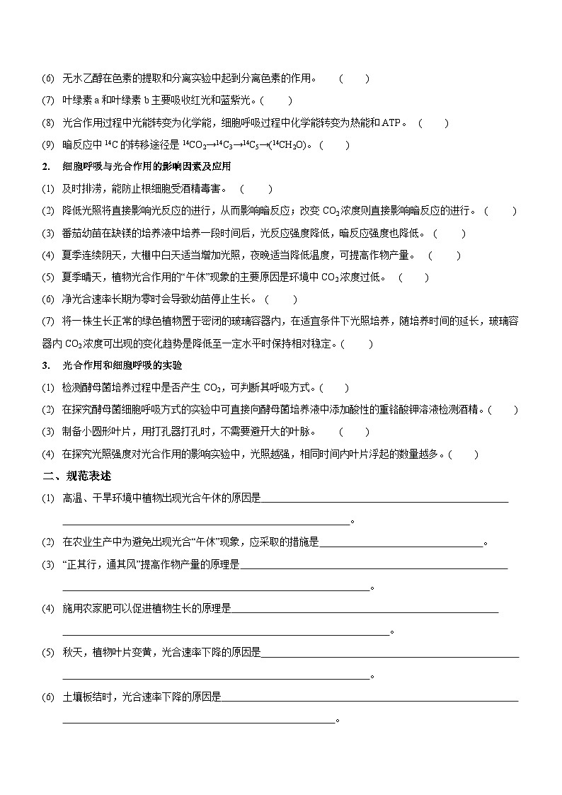 新高考生物二轮复习讲练测第4讲 光合作用和细胞呼吸(讲练)(原卷版)第2页