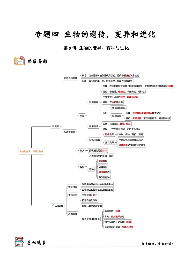 新高考生物二轮复习讲练测第8讲 生物的变异、育种与进化(讲练)(2份,原卷版+解析版)01
