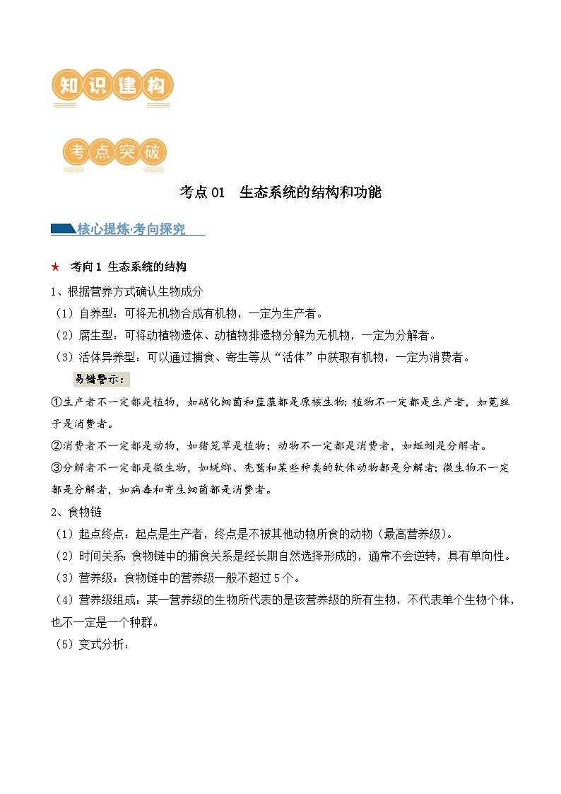 新高考生物二轮复习讲练测第15讲 生态系统及人与环境(讲义)(2份,原卷版+解析版)02