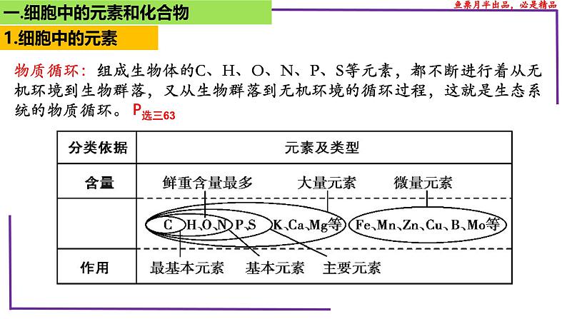 (新人教版)新高考生物一轮复习精讲课件05 元素和化合物 水 无机盐、物质检测(含答案)第5页