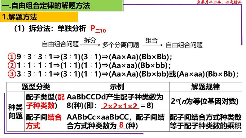 (新人教版)新高考生物一轮复习精讲课件33 自由组合定律的题型(第1课时)(含答案)05