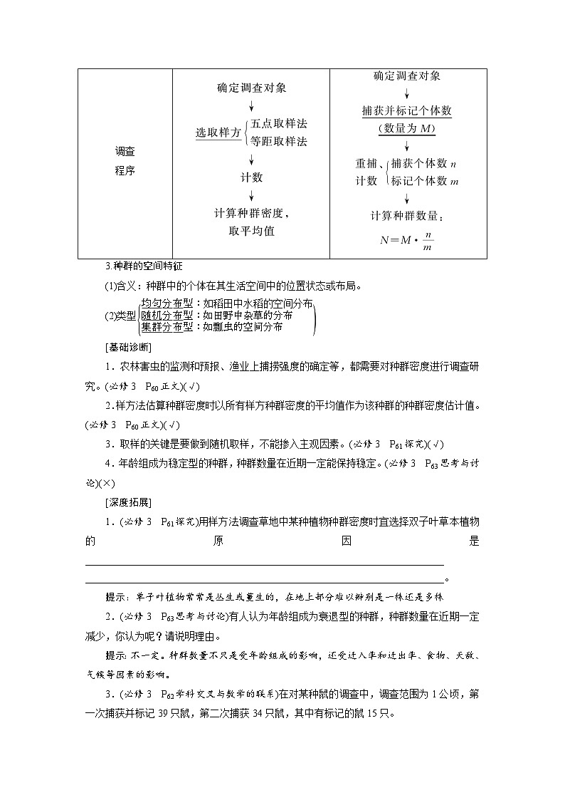 新高考生物一轮复习学案:第28讲 种群的特征和数量变化第2页