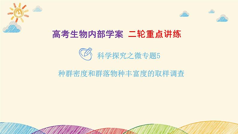 新高考生物二轮重点讲练课件:科学探究之微专题5 种群密度和群落物种丰富度的取样调查(含解析)第1页