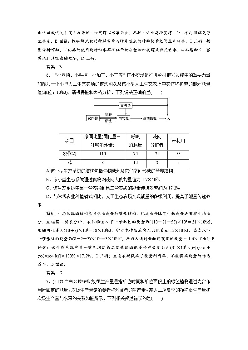新高中生物一轮复习专题训练:第30讲 生态系统的结构与能量流动(word含解析)03