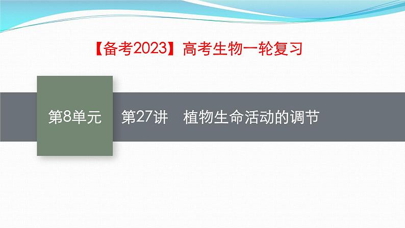新高考生物一轮复习课件:第27讲 植物生命活动的调节(含解析)01