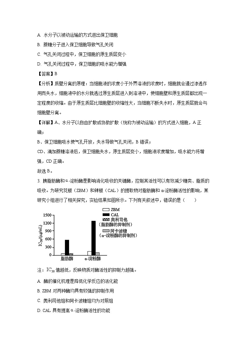 2024届湖南省郴州市高三下学期5月模拟生物试卷(解析版)第2页