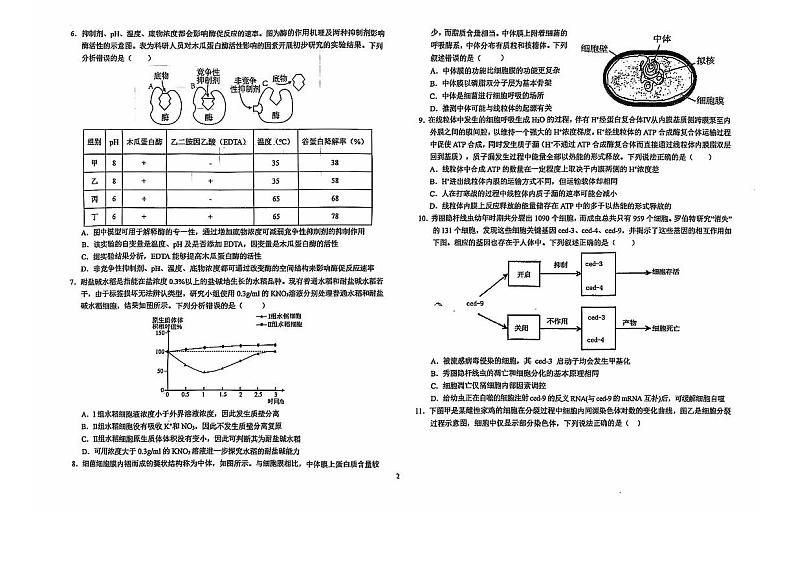 2025届安徽省六安一中高三上学期第一次月考-生物试题+答案第2页