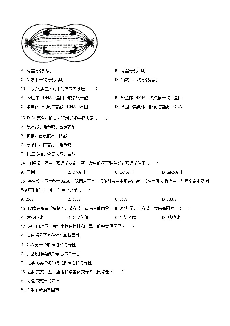 2024年北京市第二次普通高中学业水平合格性考试生物试卷 Word版无答案第3页