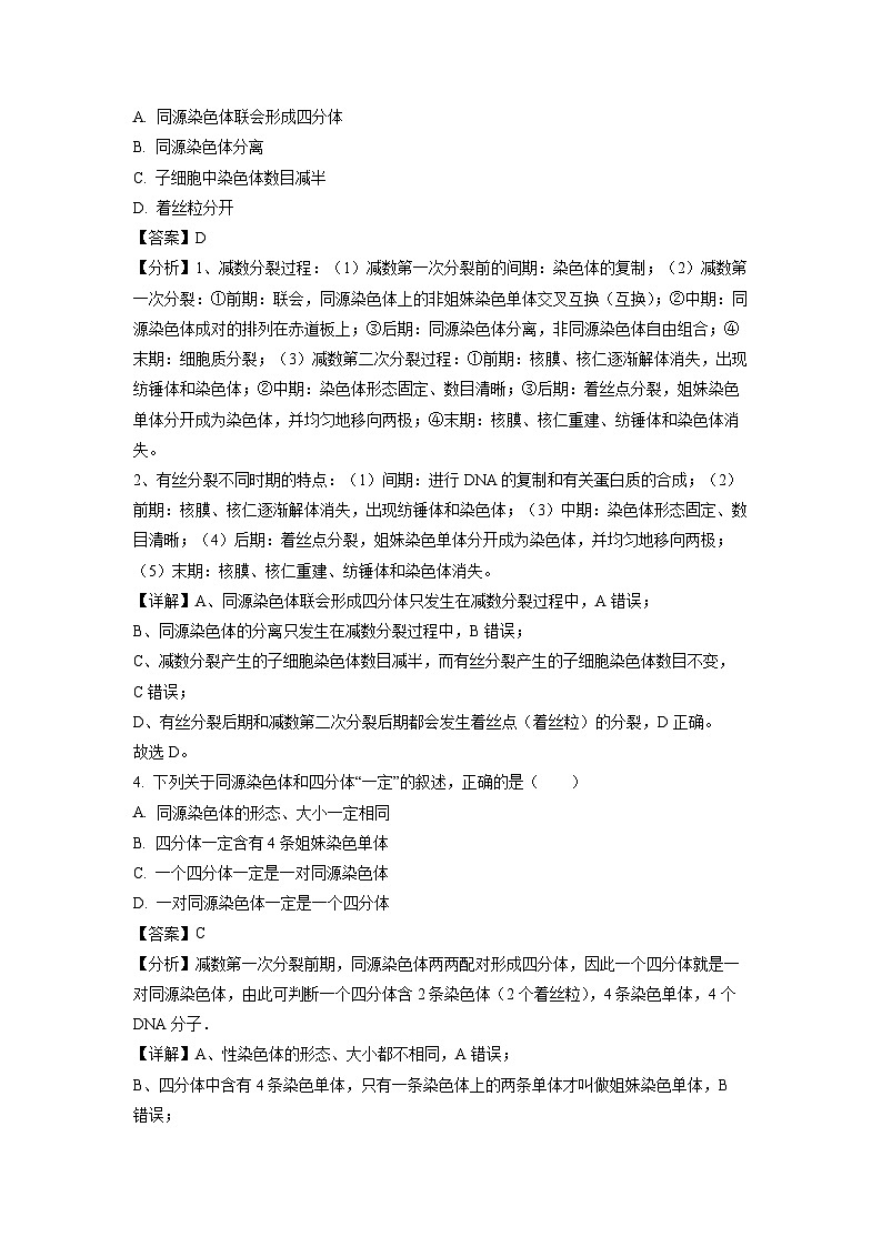 云南省丽江润泽高级中学2023-2024学年高一下学期3月月考生物试卷(解析版)02