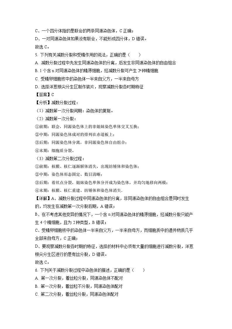 云南省丽江润泽高级中学2023-2024学年高一下学期3月月考生物试卷(解析版)03