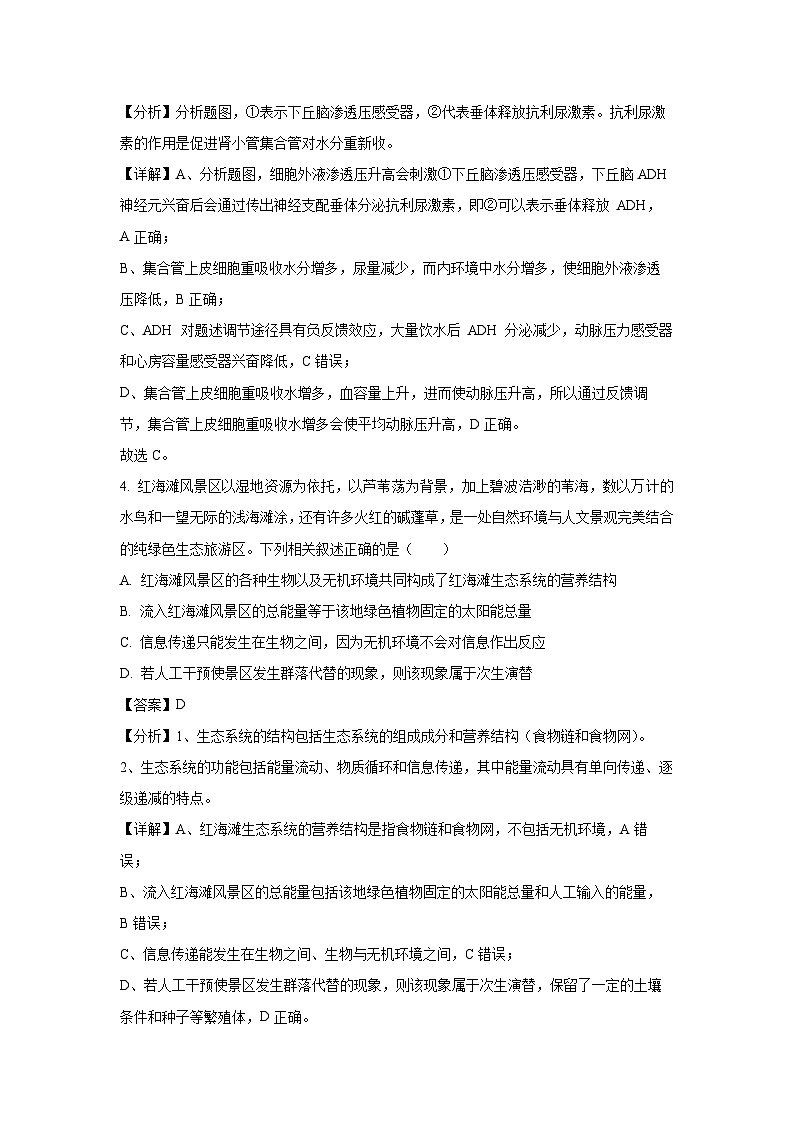 新疆名校联盟2024年高三二模考试生物试卷(解析版)03