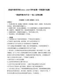 山東省泰安市肥城市慈明學(xué)校2024-2025學(xué)年高二上學(xué)期期中檢測(cè)生物試卷