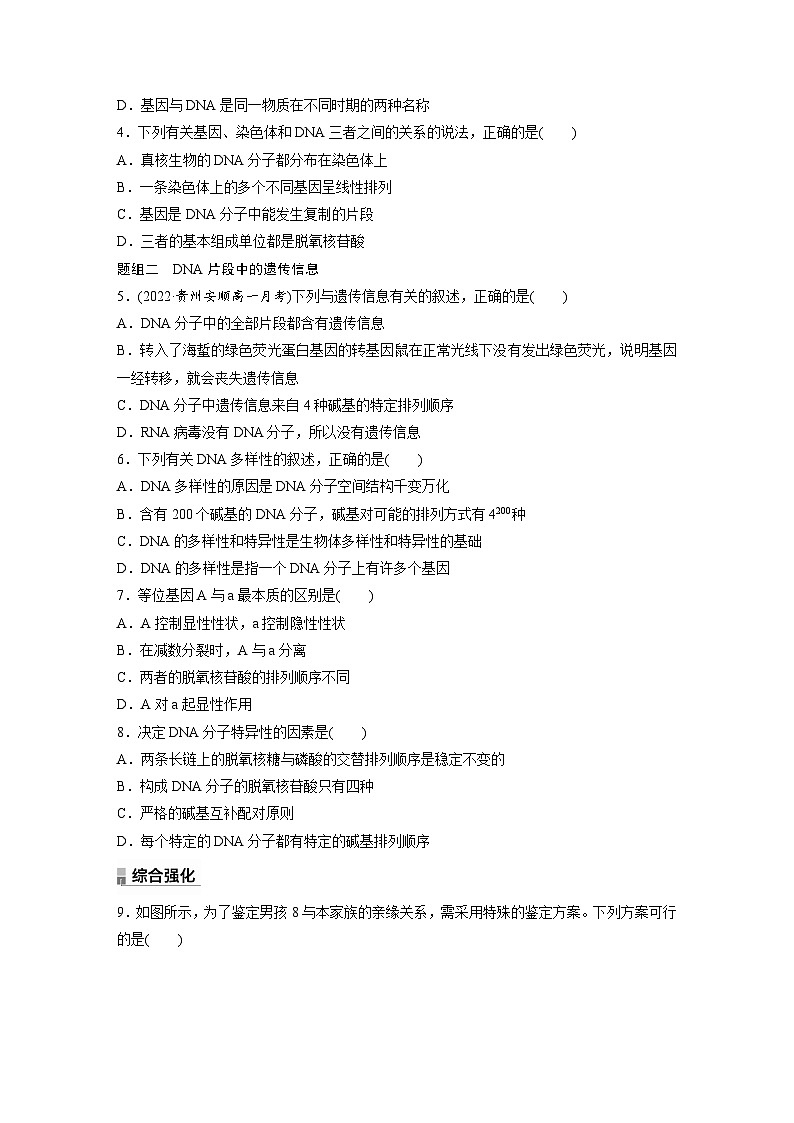 第3章 第4节 基因通常是有遗传效应的DNA片段(练习)第2页
