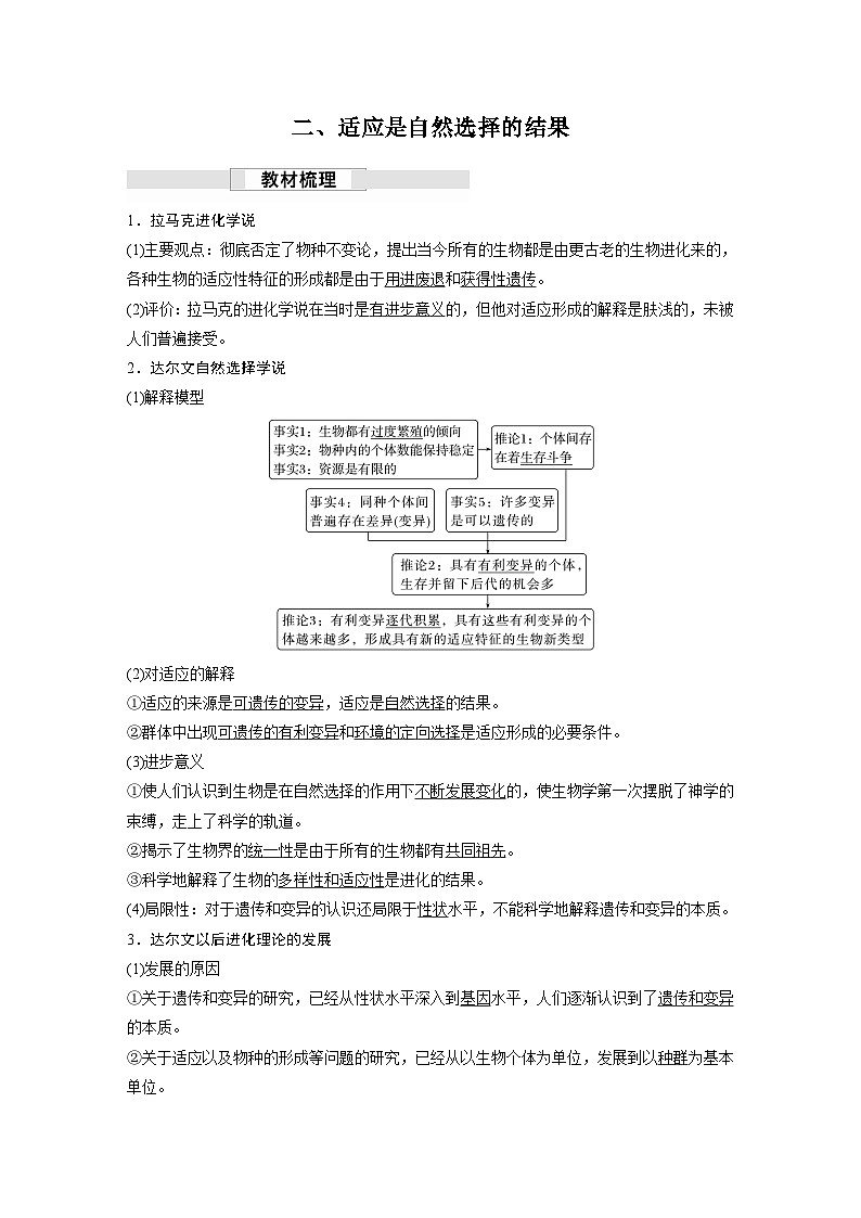 第6章 第2节 自然选择与适应的形成(讲义)第3页