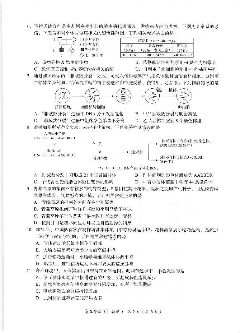 2024北京海淀高三(上)期中真题生物试卷第2页