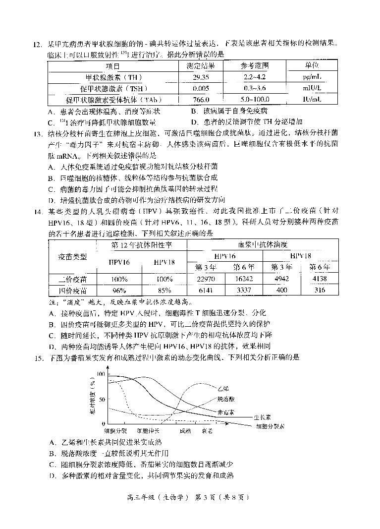 2024北京海淀高三(上)期中真题生物试卷第3页