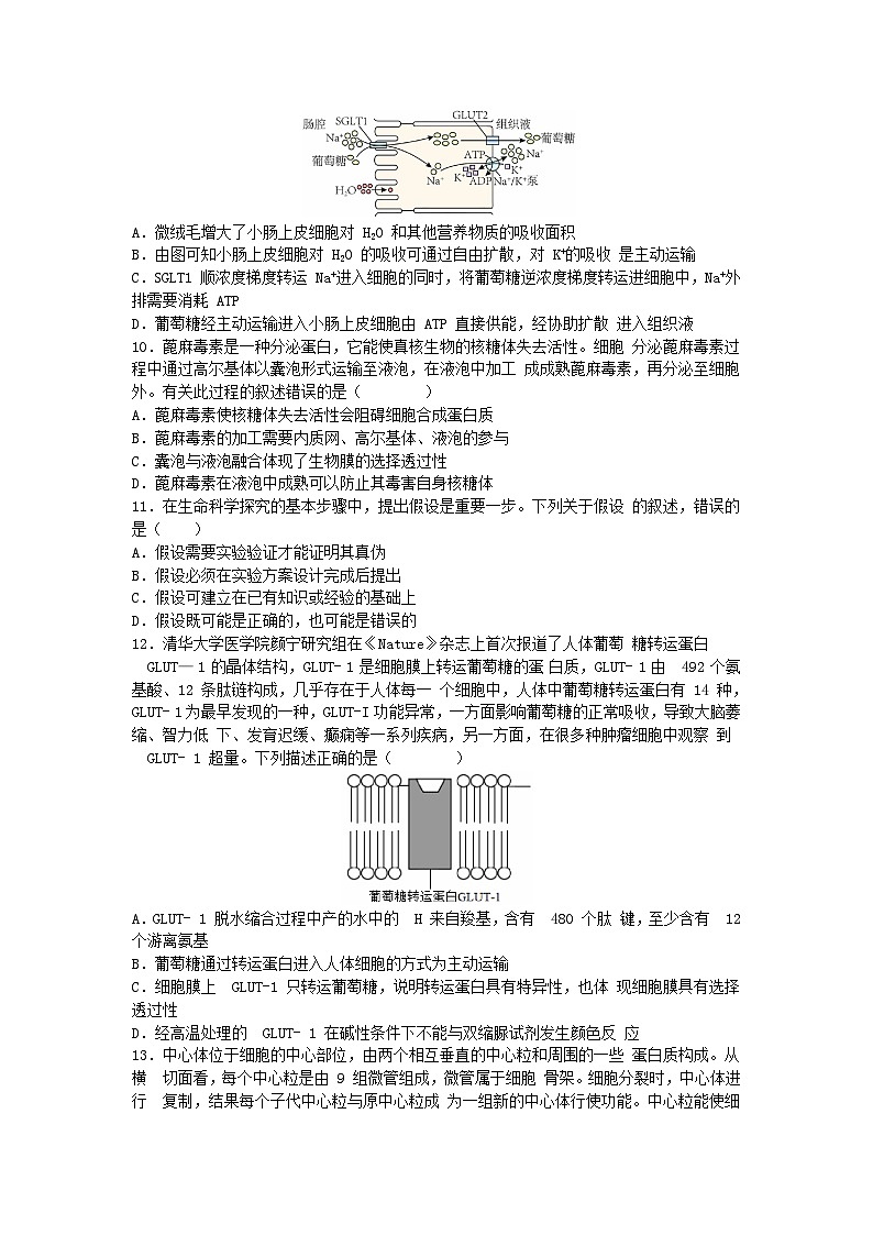 河北省保定市部分高中2023_2024学年高一生物上学期9月月考试题含解析03